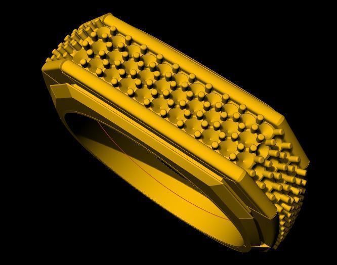 Gents Cluster  ring 3dm file  3D print model_4
