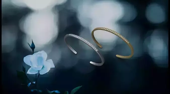 gold diamonds bracelet printable 3D model 