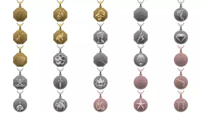 Simple pendant Collection 25 pieces in 2 shape V3 3D print model