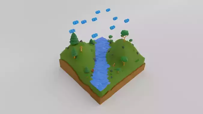 Jungle low-poly 3d model