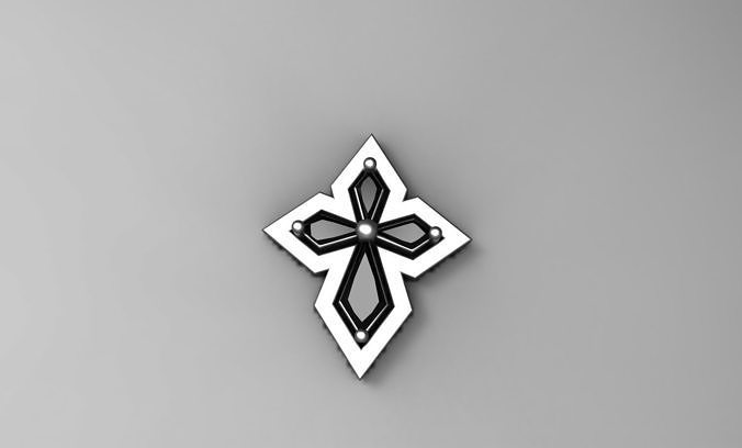 diamond cross necklace printable 3D model  3D print model