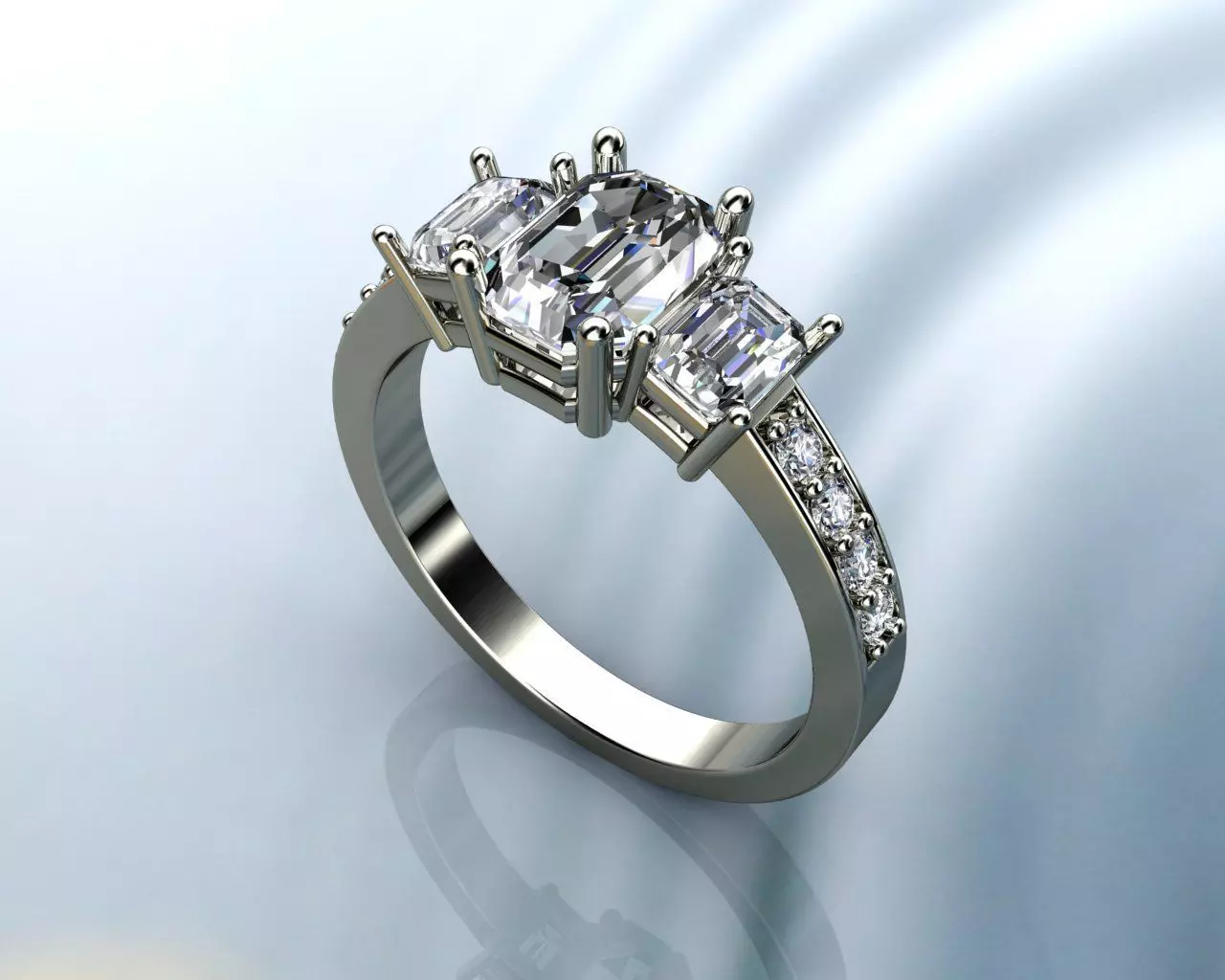 EMERALD DIAMONDS RING printable 3D model  3D print model_0