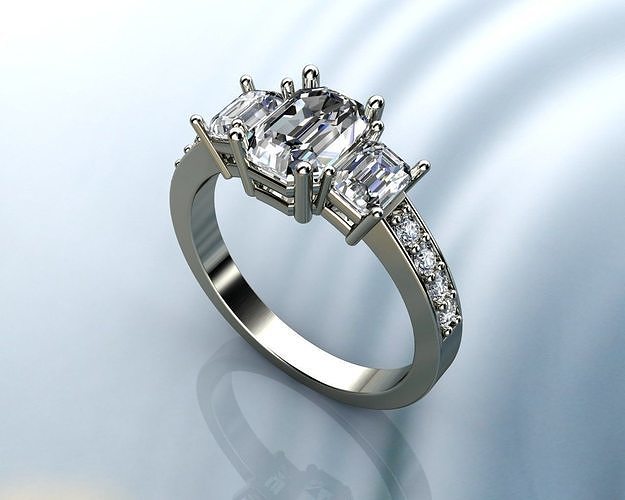 EMERALD DIAMONDS RING printable 3D model  3D print model