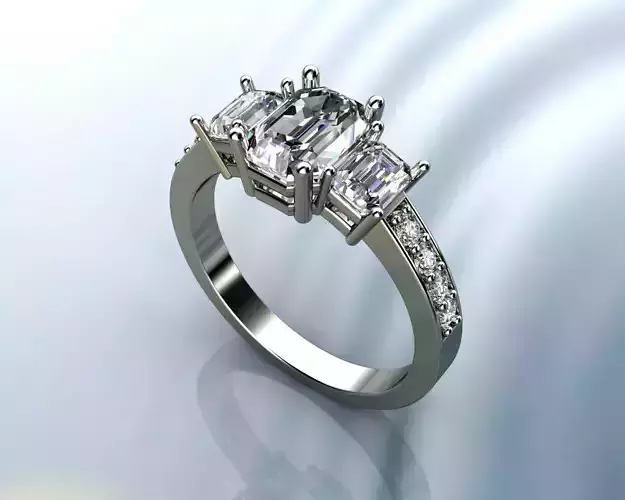 EMERALD DIAMONDS RING printable 3D model 