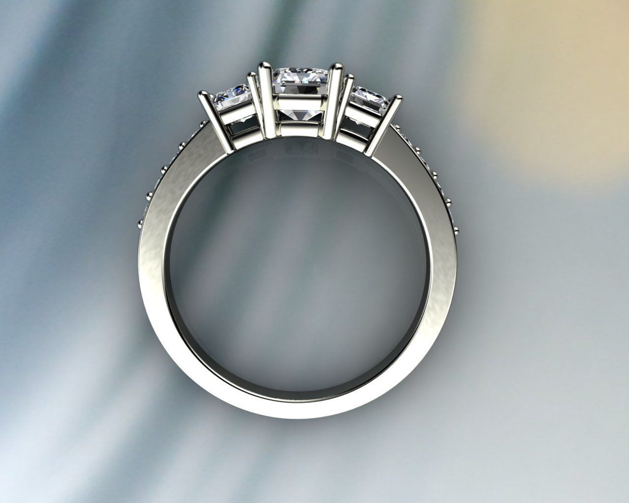 EMERALD DIAMONDS RING printable 3D model  3D print model_4