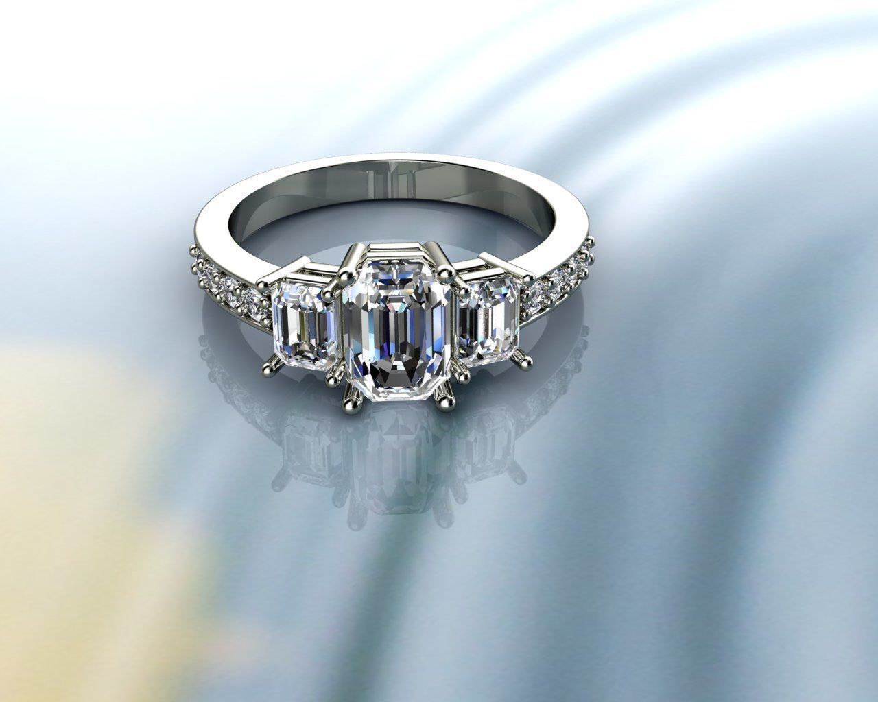 EMERALD DIAMONDS RING printable 3D model  3D print model_2