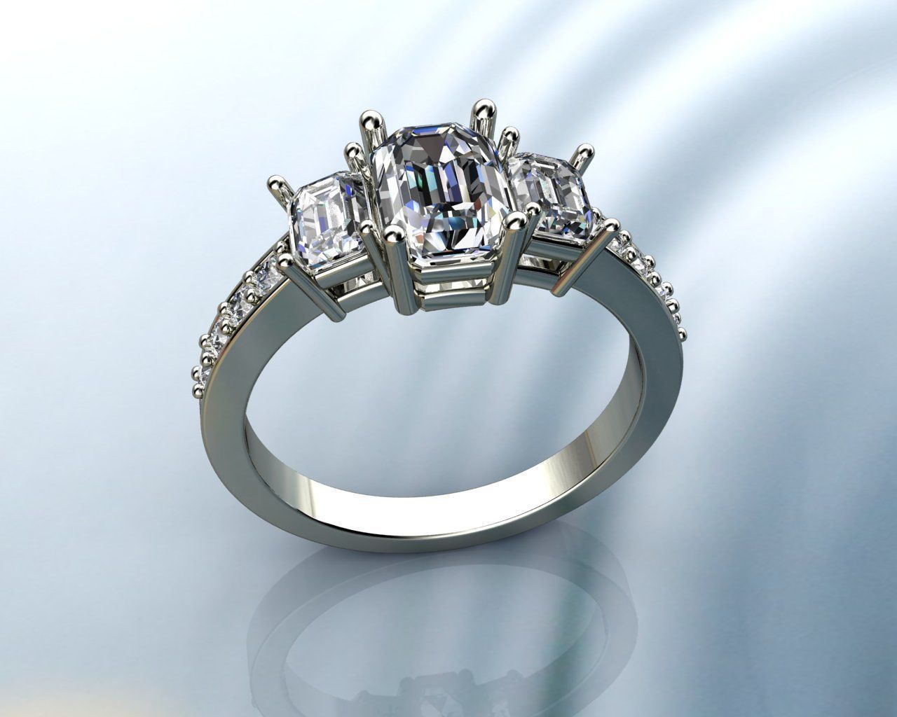 EMERALD DIAMONDS RING printable 3D model  3D print model_6