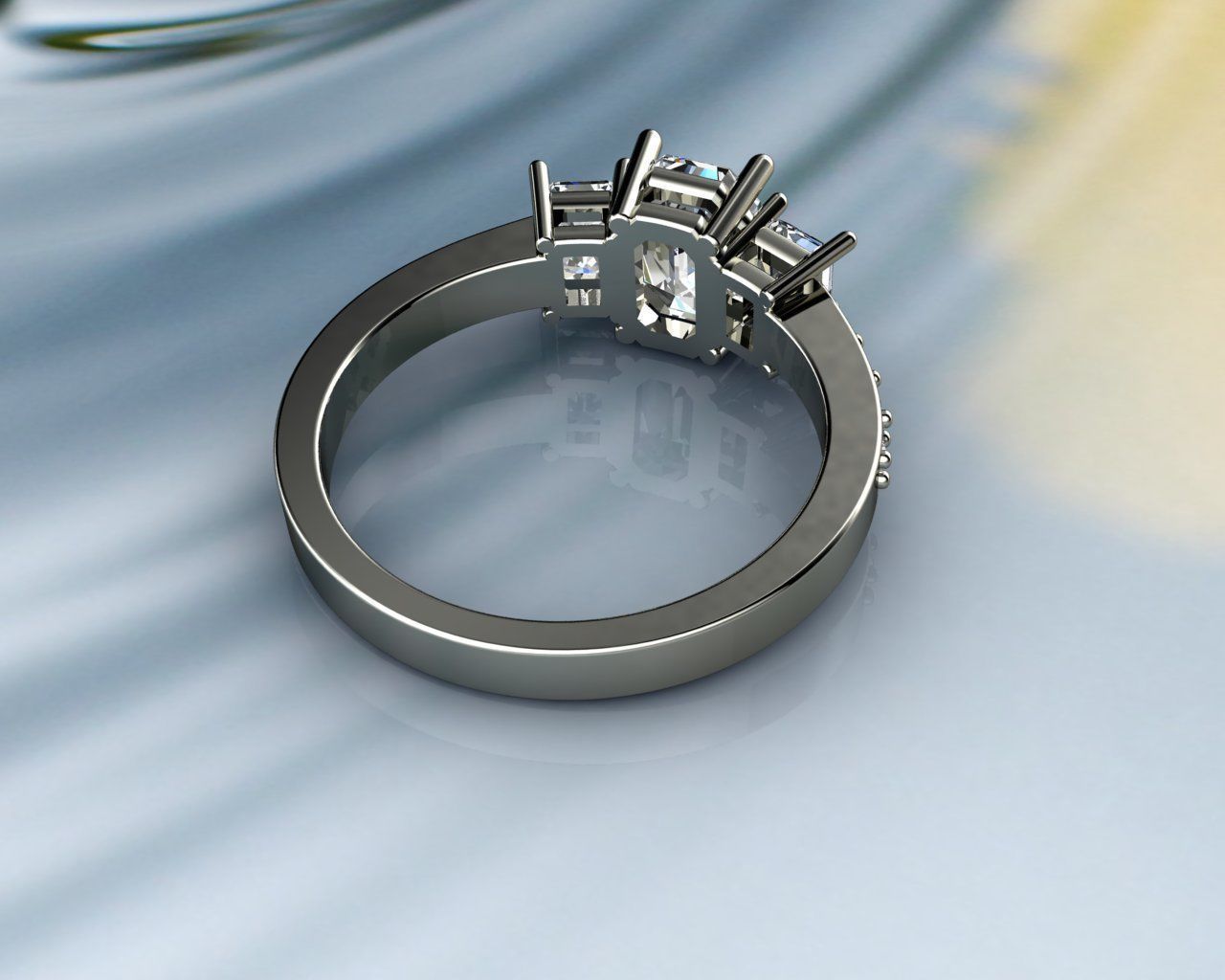 EMERALD DIAMONDS RING printable 3D model  3D print model_5