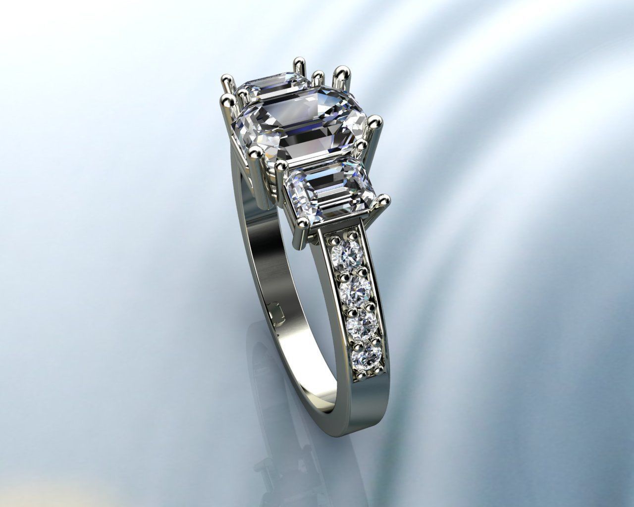 EMERALD DIAMONDS RING printable 3D model  3D print model_1