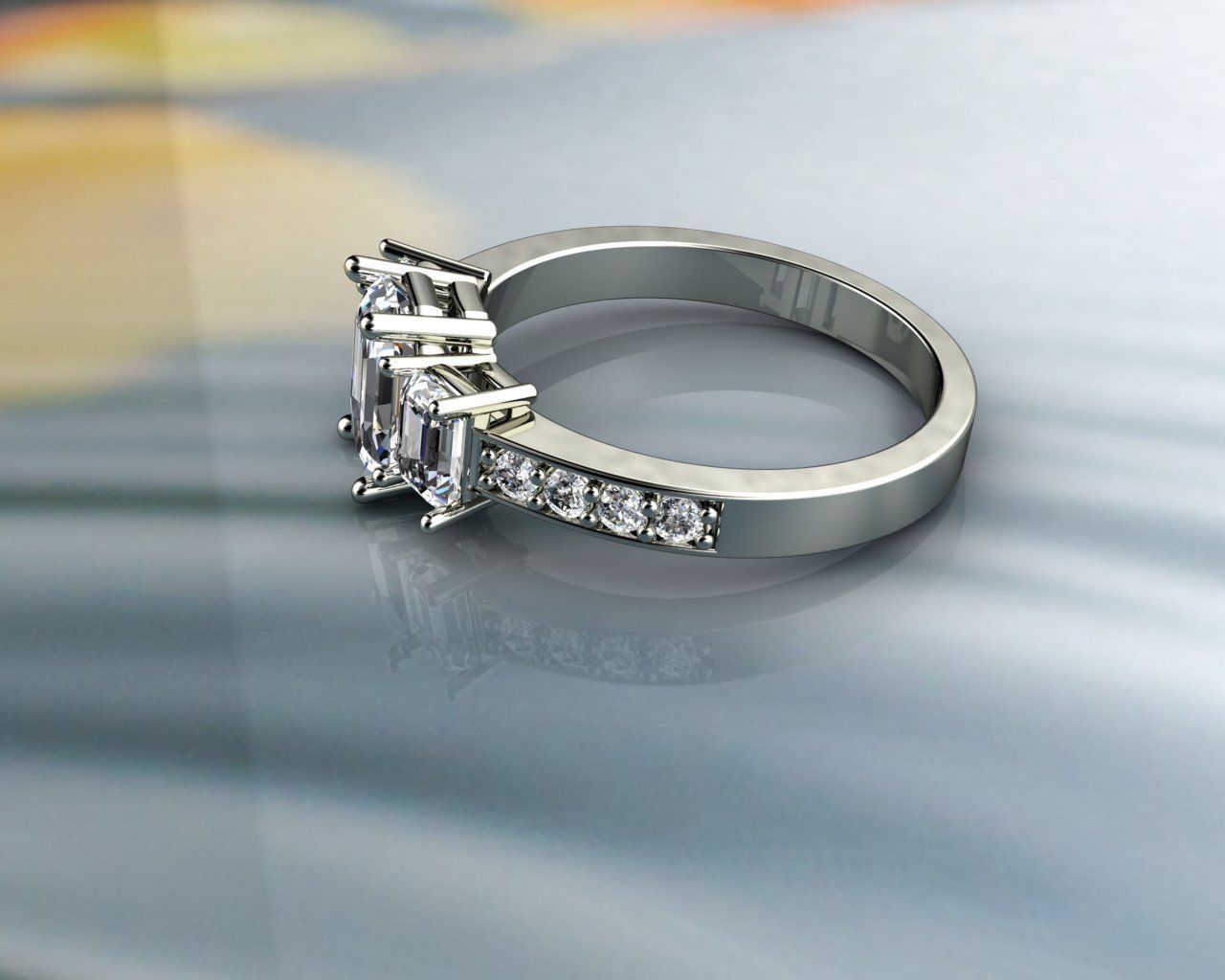 EMERALD DIAMONDS RING printable 3D model  3D print model_3