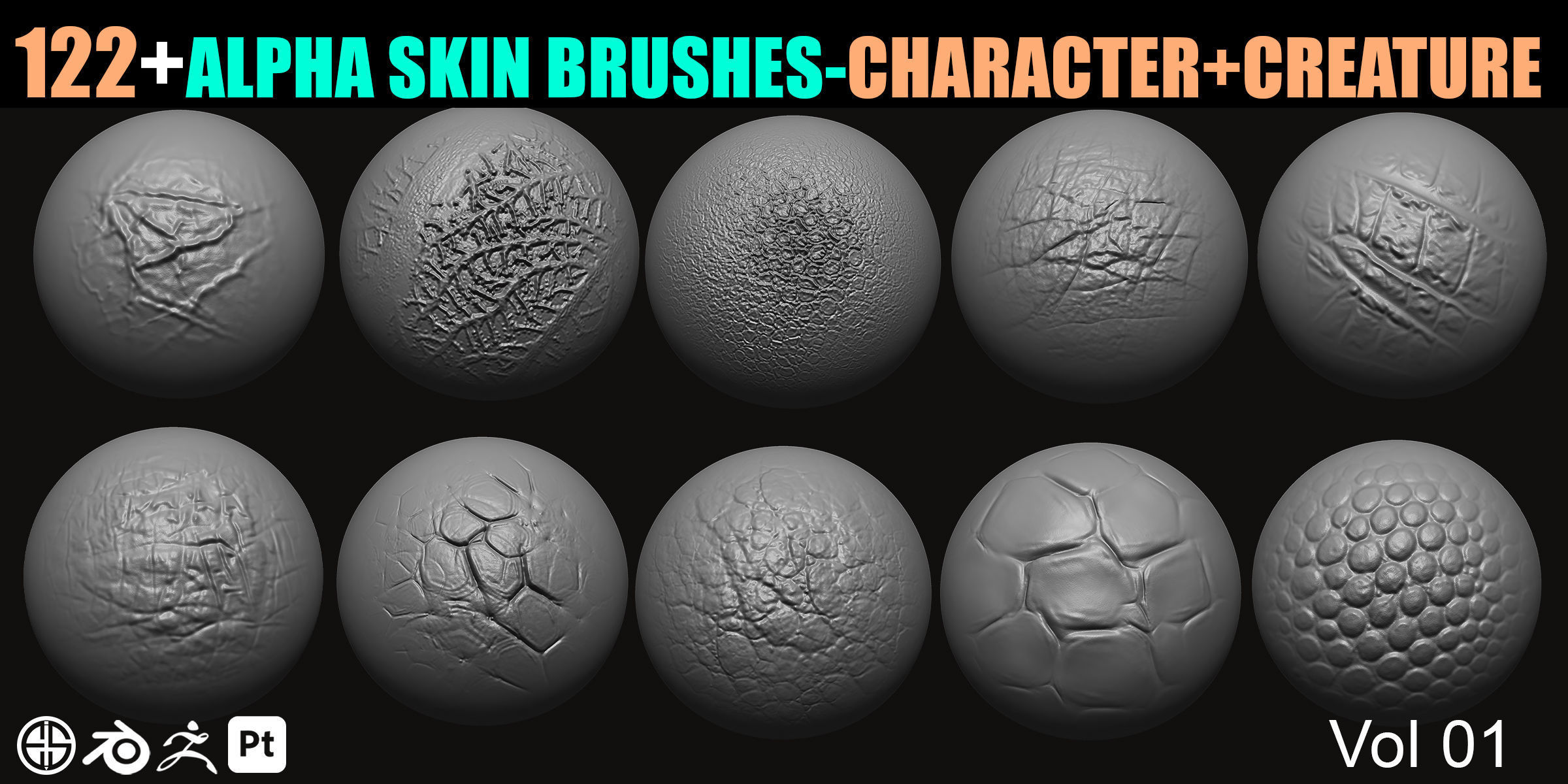 122 Skin Alpha Brushes For Creature And Character 3D model_3