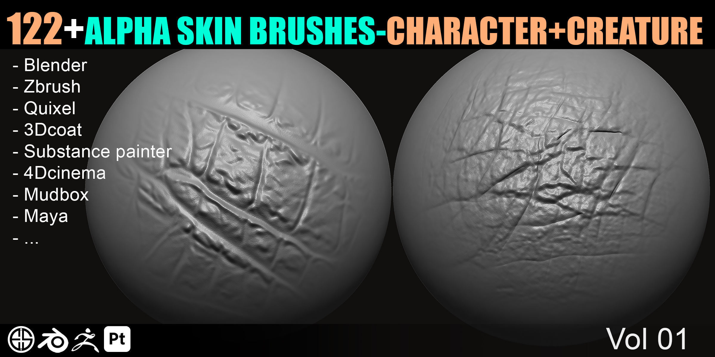 122 Skin Alpha Brushes For Creature And Character 3D model_5