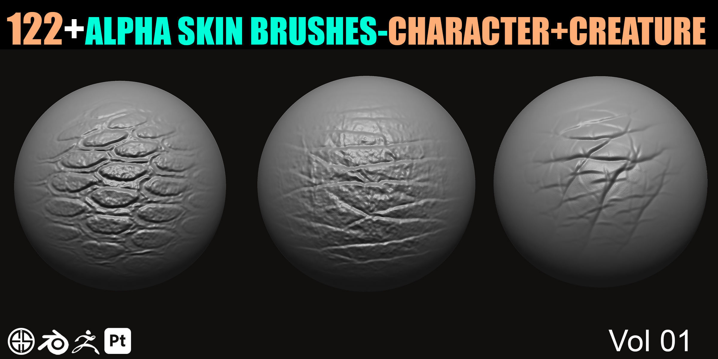 122 Skin Alpha Brushes For Creature And Character 3D model_4