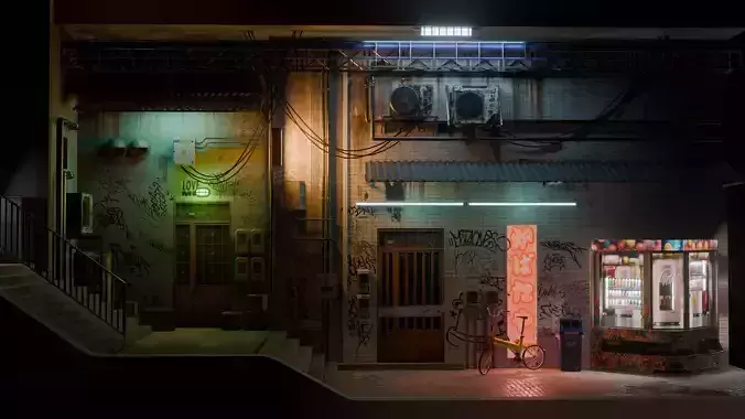 Nook Place Cyberpunk Low-poly 3D model