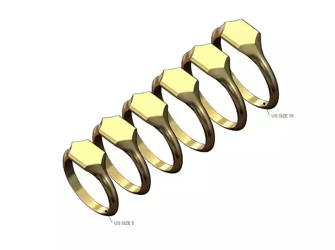 V sides signet ring US sizes 5to10
