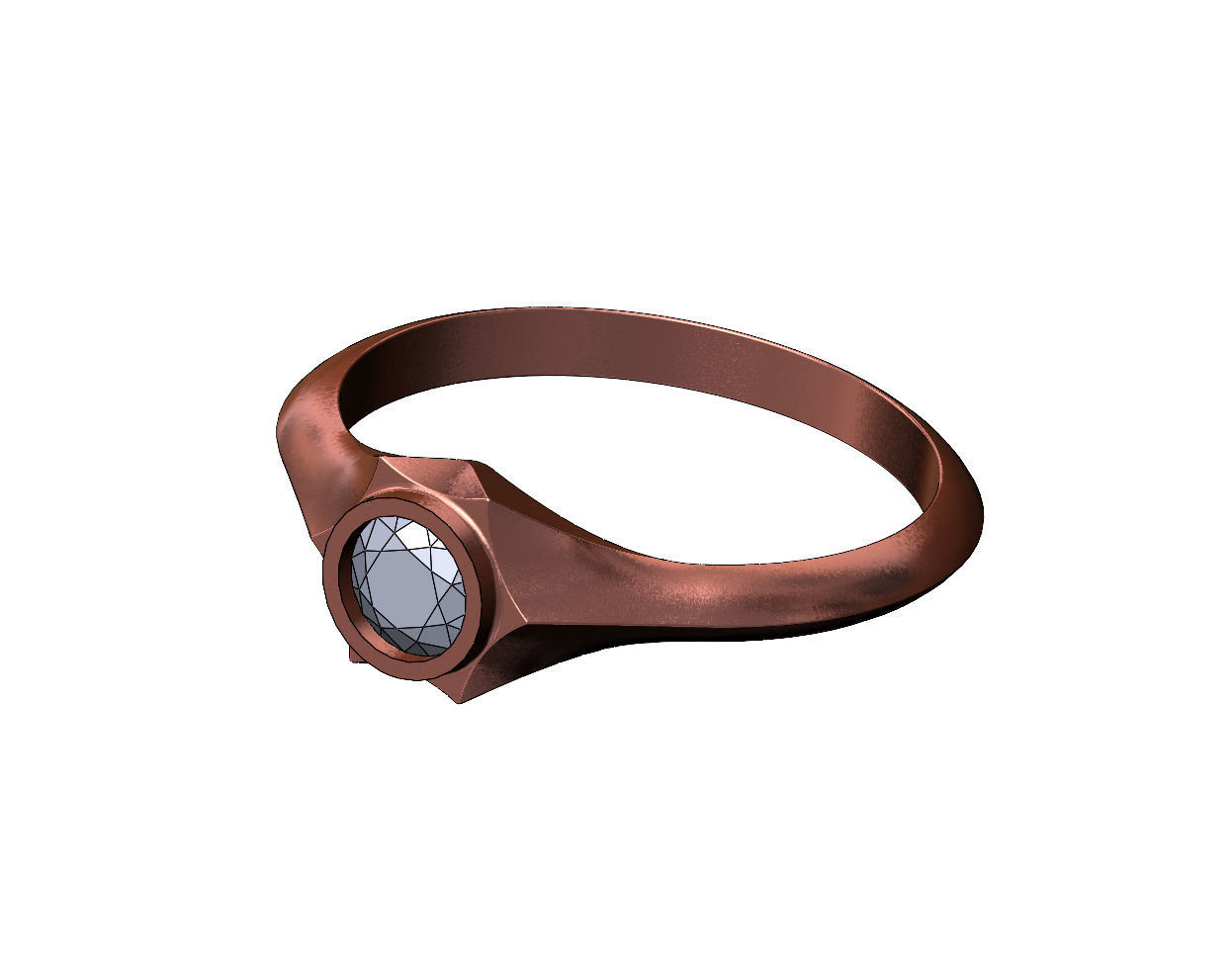 Bezel set 5mm solitaire hexagonal star signet US sizes 5to10 3D print model_10