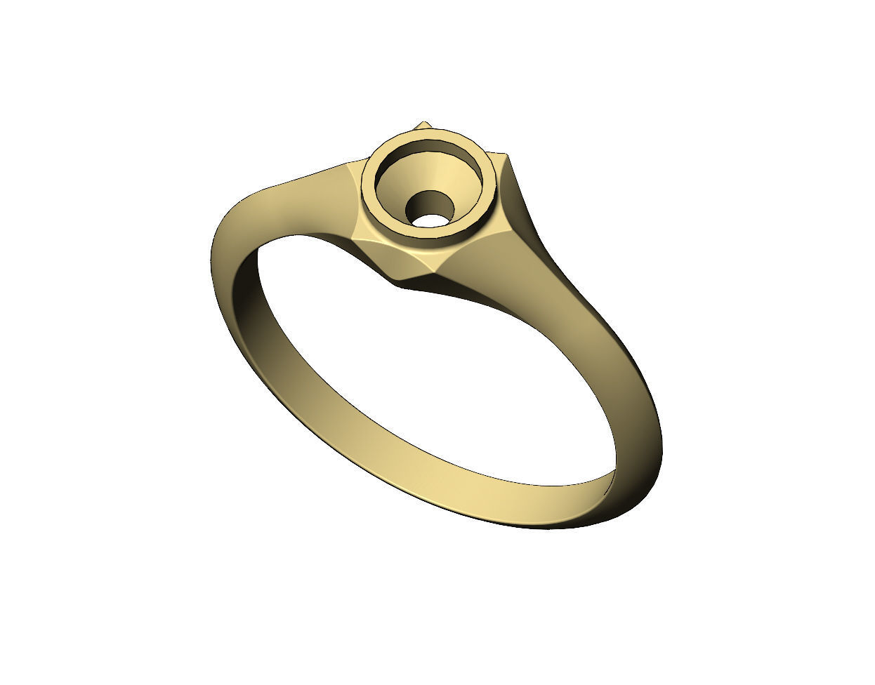 Bezel set 5mm solitaire hexagonal star signet US sizes 5to10 3D print model_6