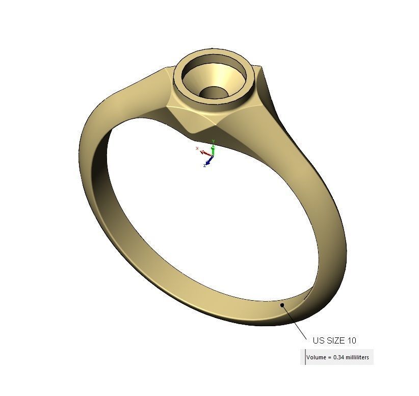 Bezel set 5mm solitaire hexagonal star signet US sizes 5to10 3D print model_13