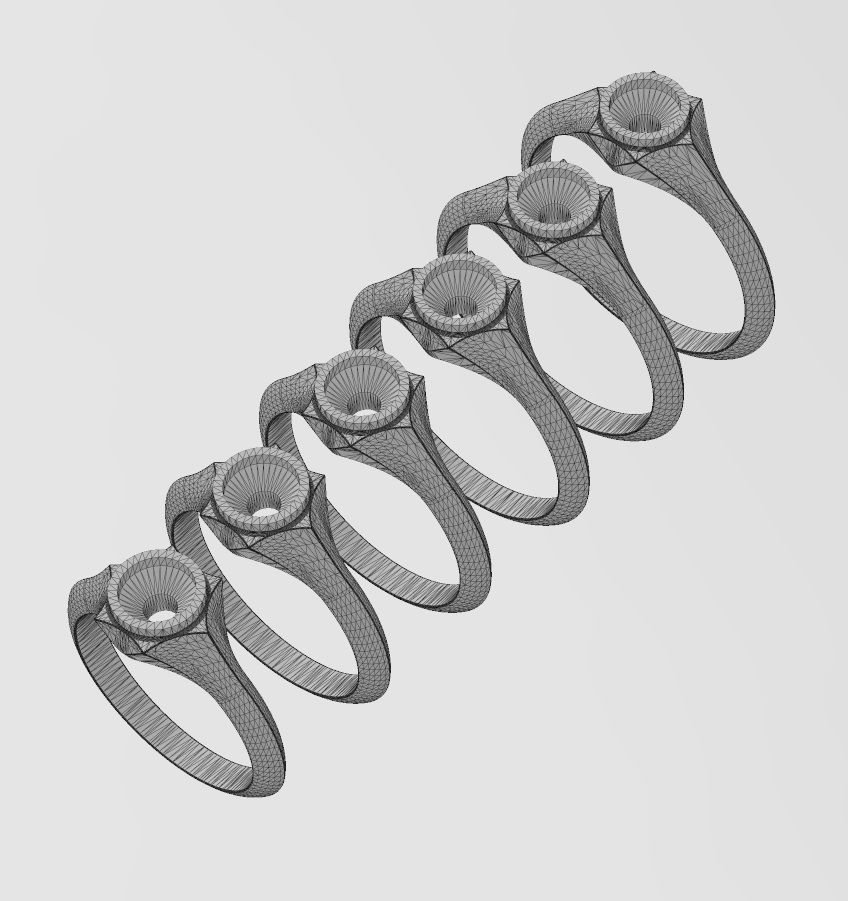 Bezel set 5mm solitaire hexagonal star signet US sizes 5to10 3D print model_14