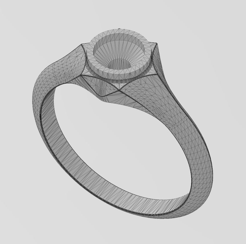 Bezel set 5mm solitaire hexagonal star signet US sizes 5to10 3D print model_15