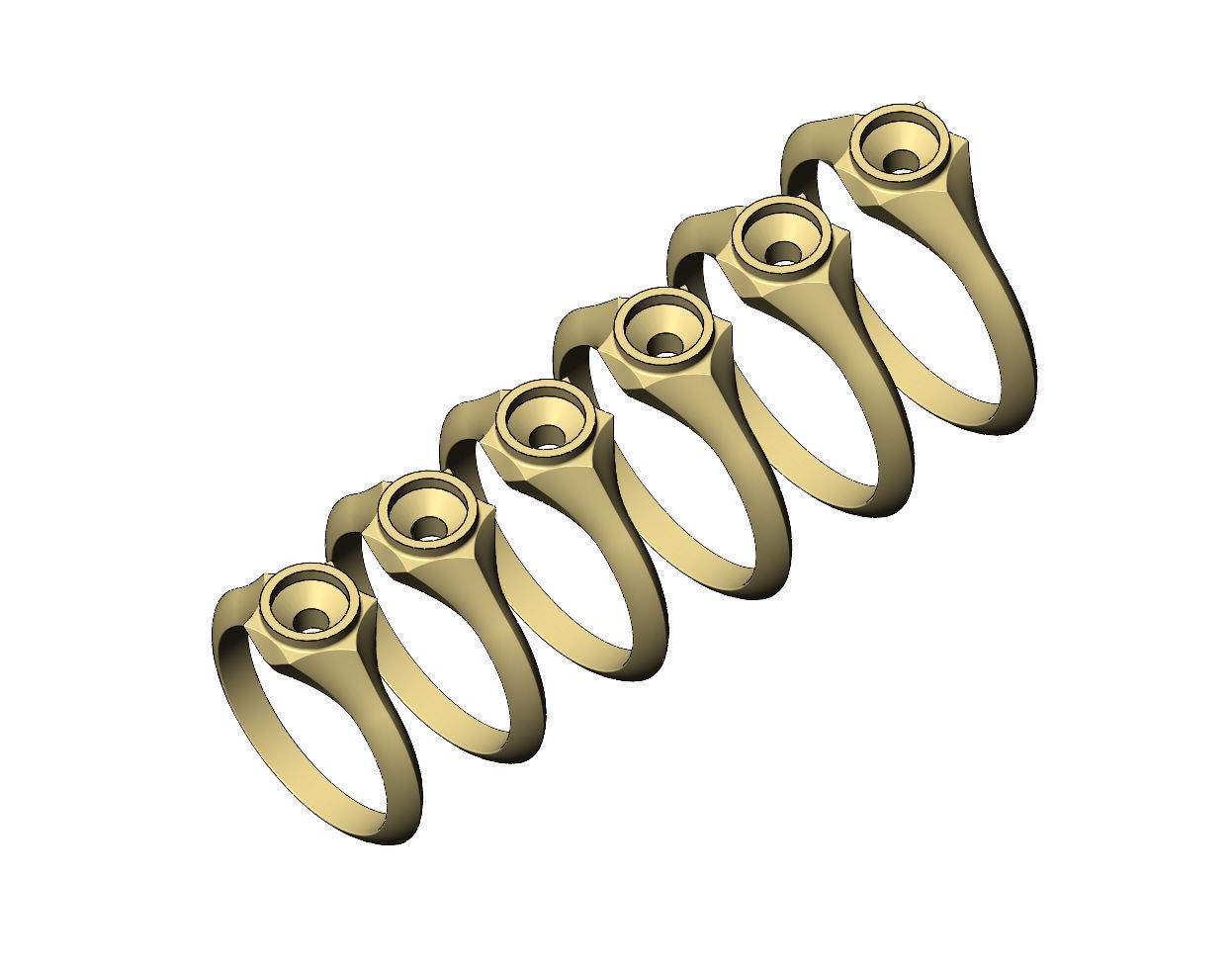 Bezel set 5mm solitaire hexagonal star signet US sizes 5to10 3D print model_5