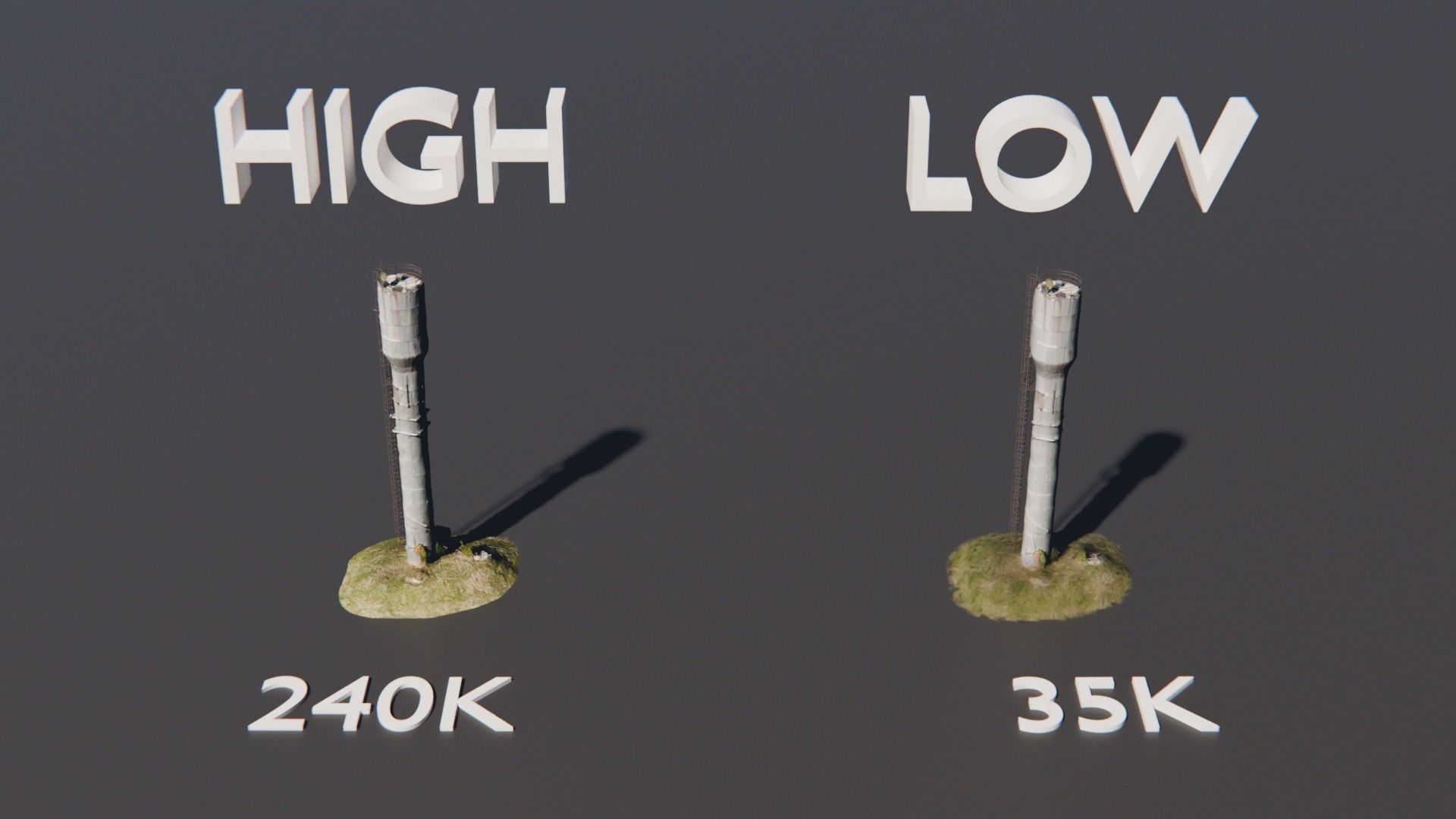 Water Tower Low-poly 3D model_5