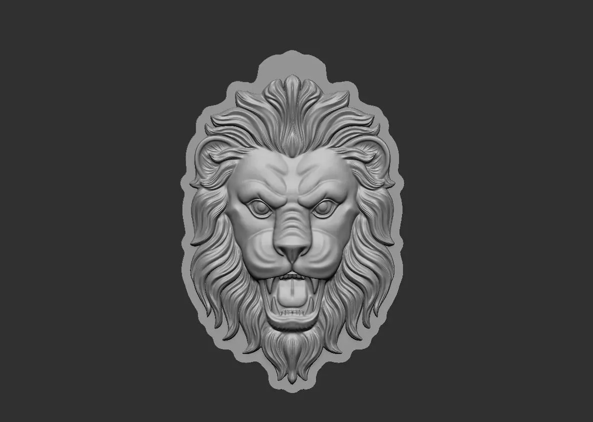 Lion face pendant 3D print model_0
