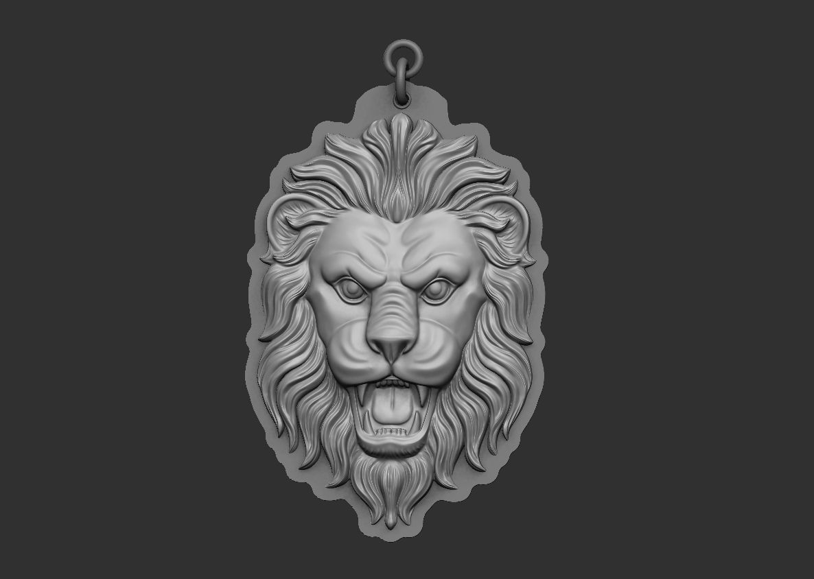 Lion face pendant 3D print model_1
