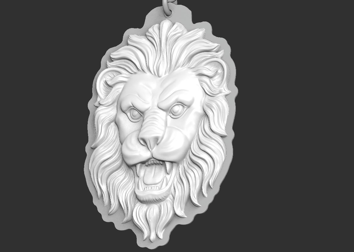 Lion face pendant 3D print model_9