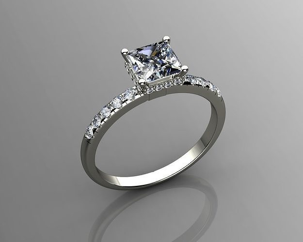 full cover diamonds princess ring  printable 3D model  3D print model