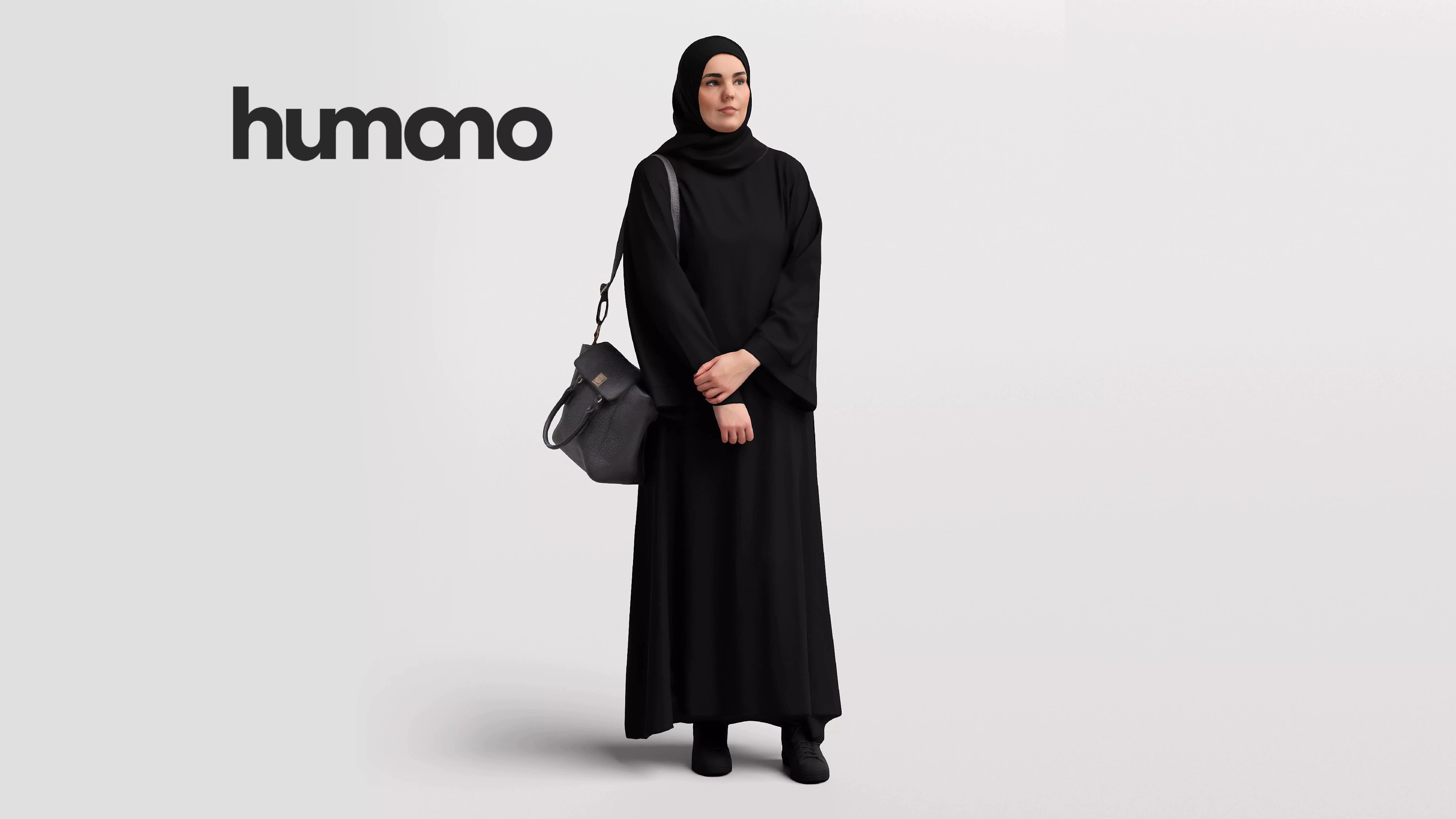 Humano Arab woman in hijab standing and talking - 085-6147 3D model