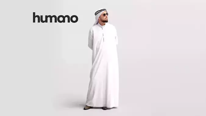 Humano Arab man in thobe standing and looking - 2405-067-6098