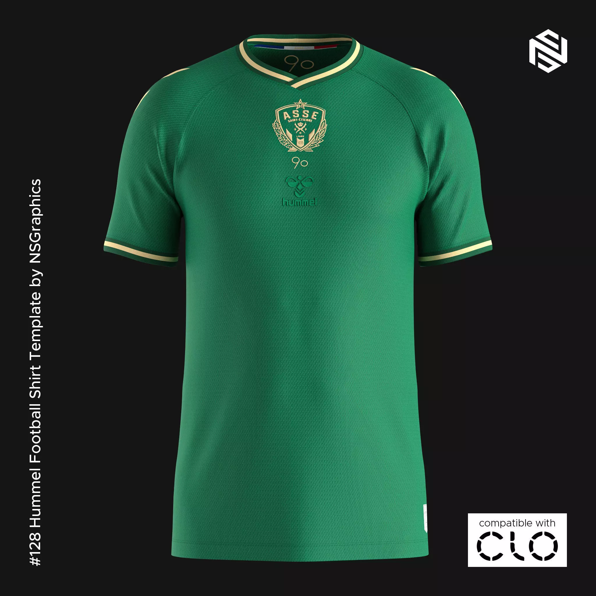 Hummel Football Shirt Template for CLO 3D 3D model