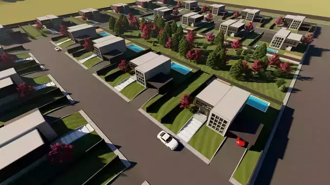 3D Futuristic Neighborhood 3D Model 3D model