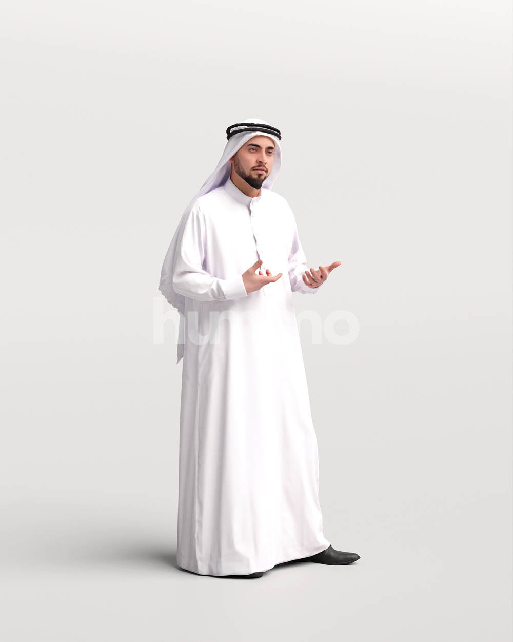 Humano Arab man in thobe standing and talking - 2405-067-6096 3D model_2