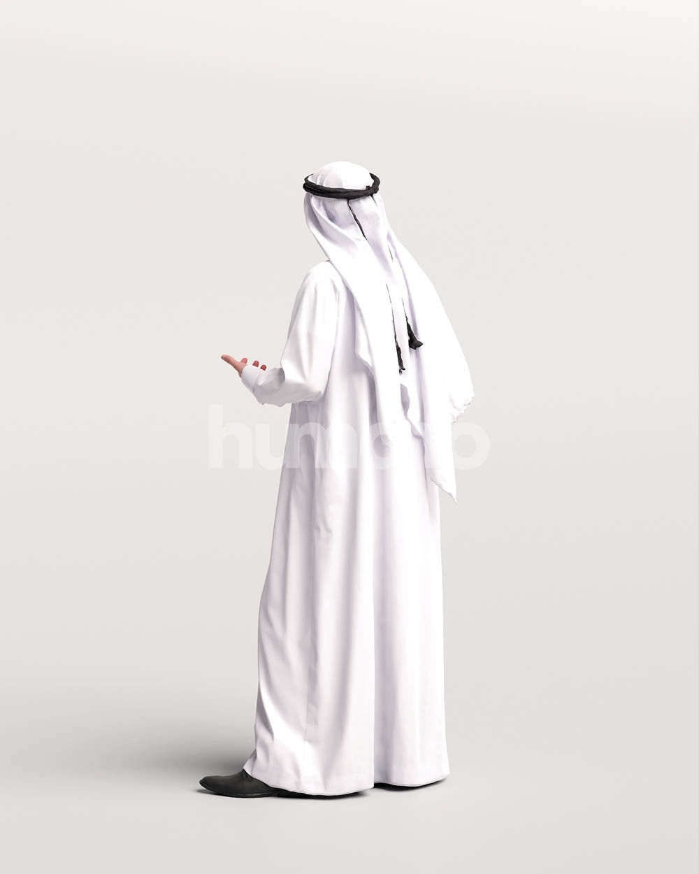 Humano Arab man in thobe standing and talking - 2405-067-6096 3D model_5