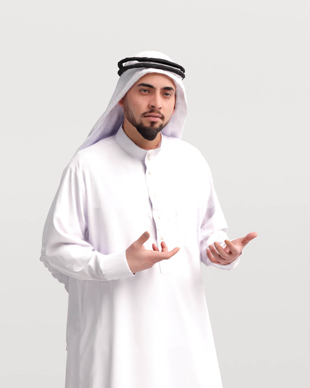 Humano Arab man in thobe standing and talking - 2405-067-6096 3D model_7