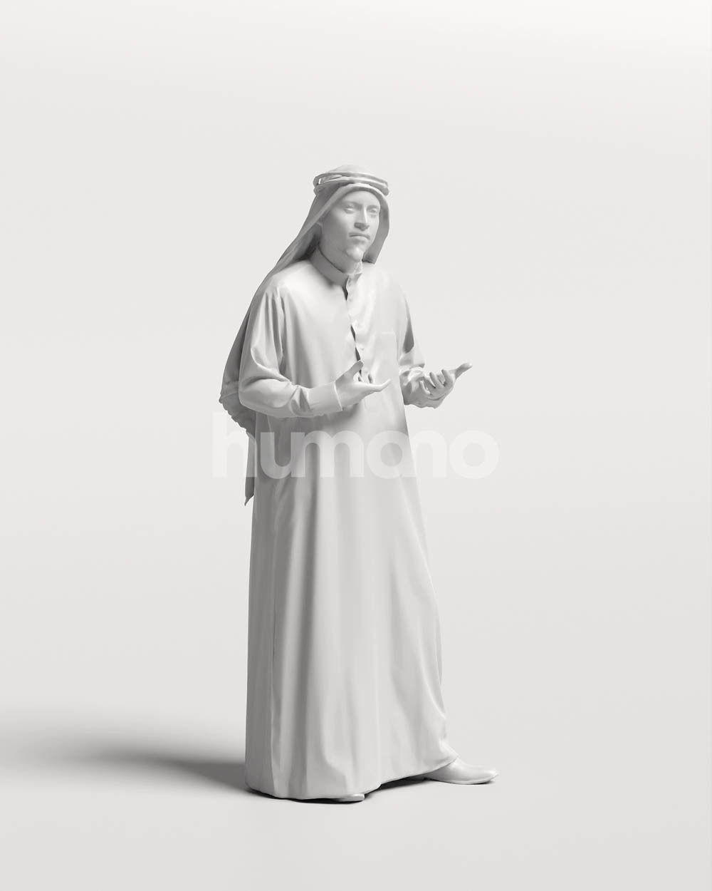 Humano Arab man in thobe standing and talking - 2405-067-6096 3D model_14