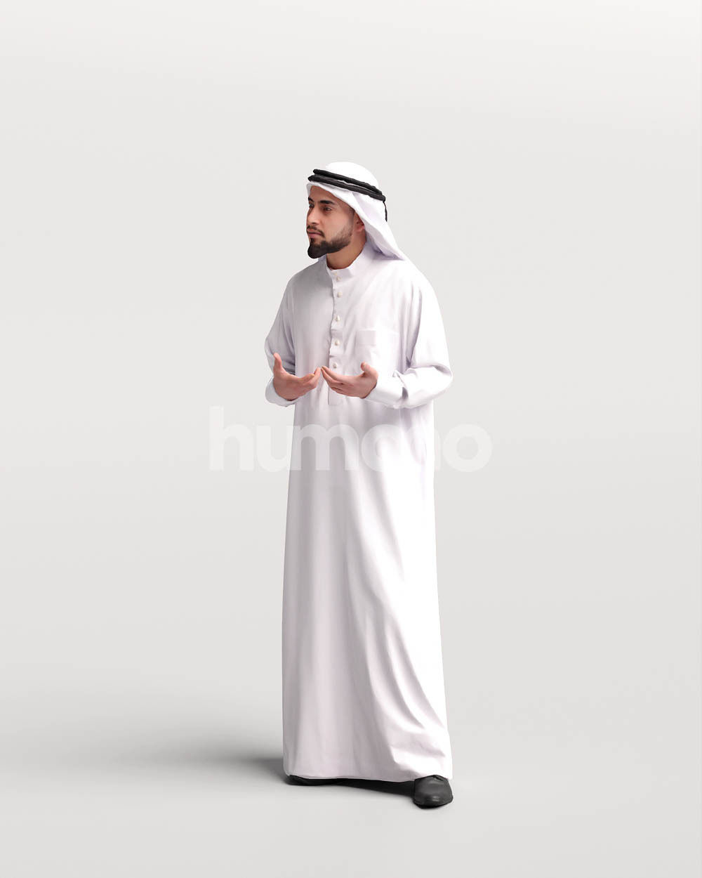 Humano Arab man in thobe standing and talking - 2405-067-6096 3D model_6