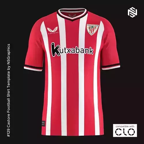 Castore Football Shirt Template for CLO 3D