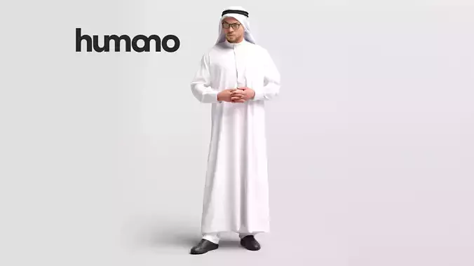 Humano Arab man in thobe standing and talking - 2405-066-6940