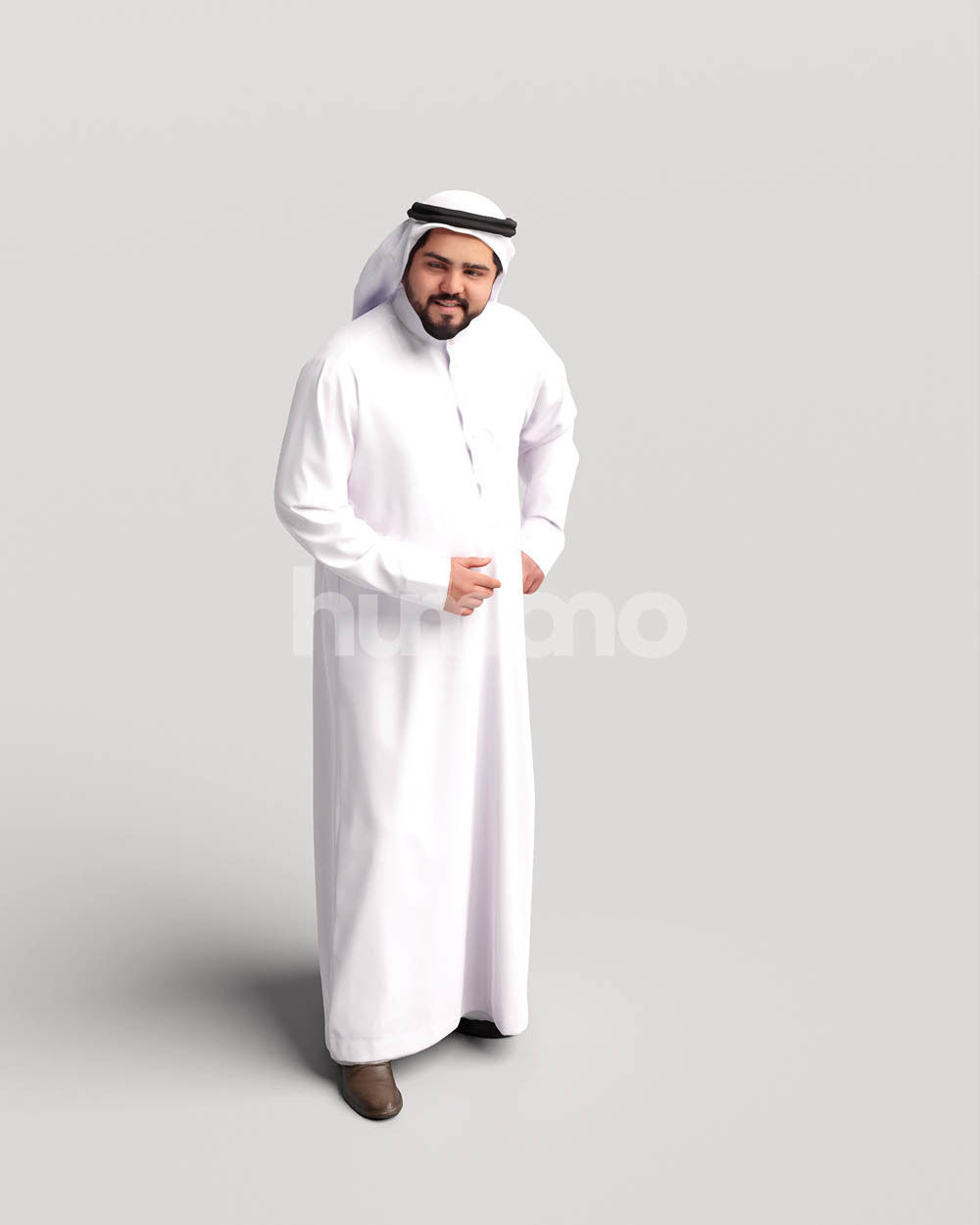 Humano Arab man in thobe standing and talking - 2405-065-7131 3D model_9