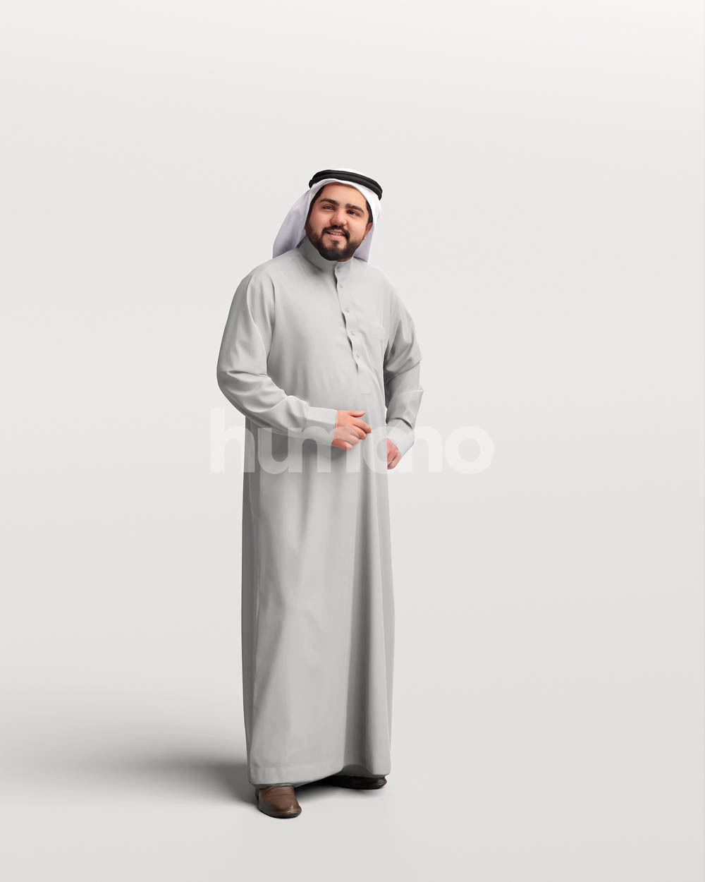 Humano Arab man in thobe standing and talking - 2405-065-7131 3D model_11