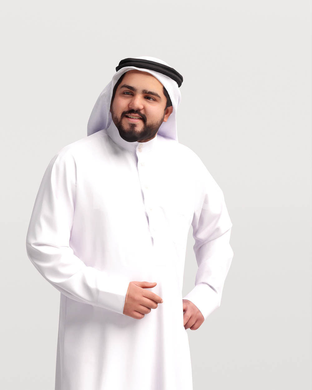 Humano Arab man in thobe standing and talking - 2405-065-7131 3D model_7