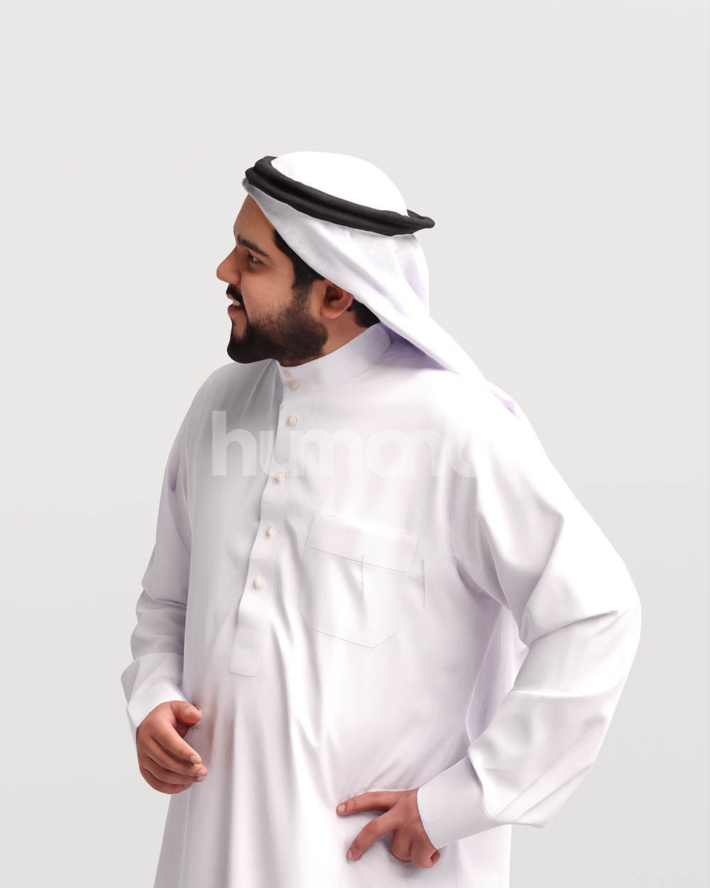 Humano Arab man in thobe standing and talking - 2405-065-7131 3D model_8