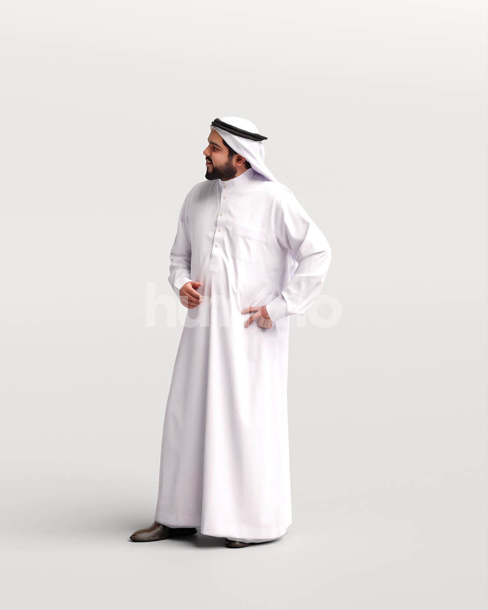 Humano Arab man in thobe standing and talking - 2405-065-7131 3D model_6