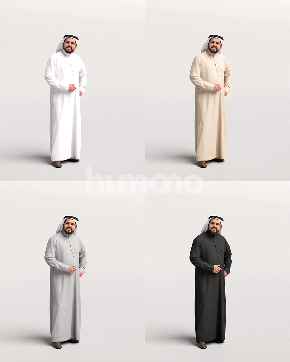 Humano Arab man in thobe standing and talking - 2405-065-7131 3D model_13