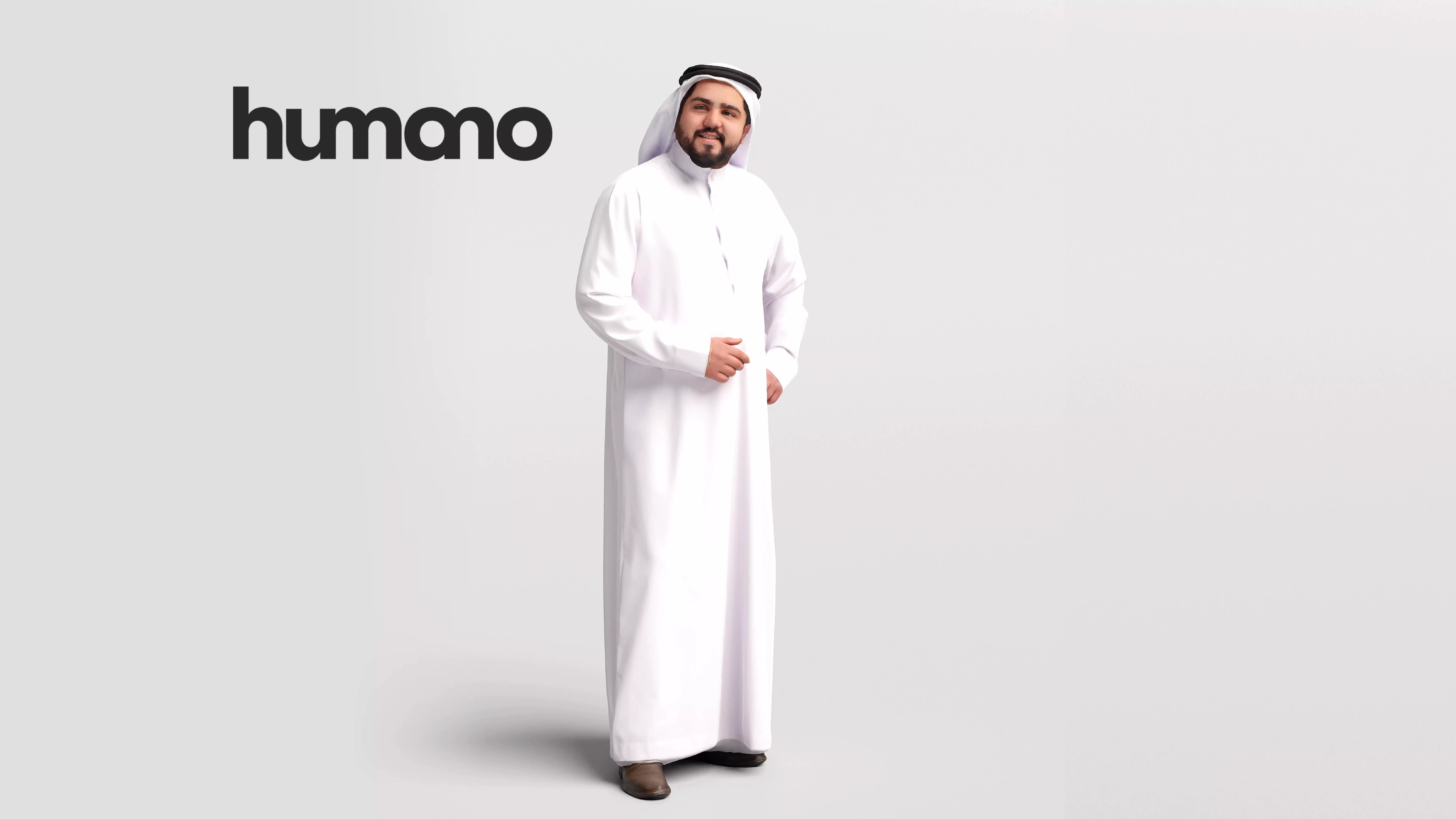 Humano Arab man in thobe standing and talking - 2405-065-7131 3D model_0