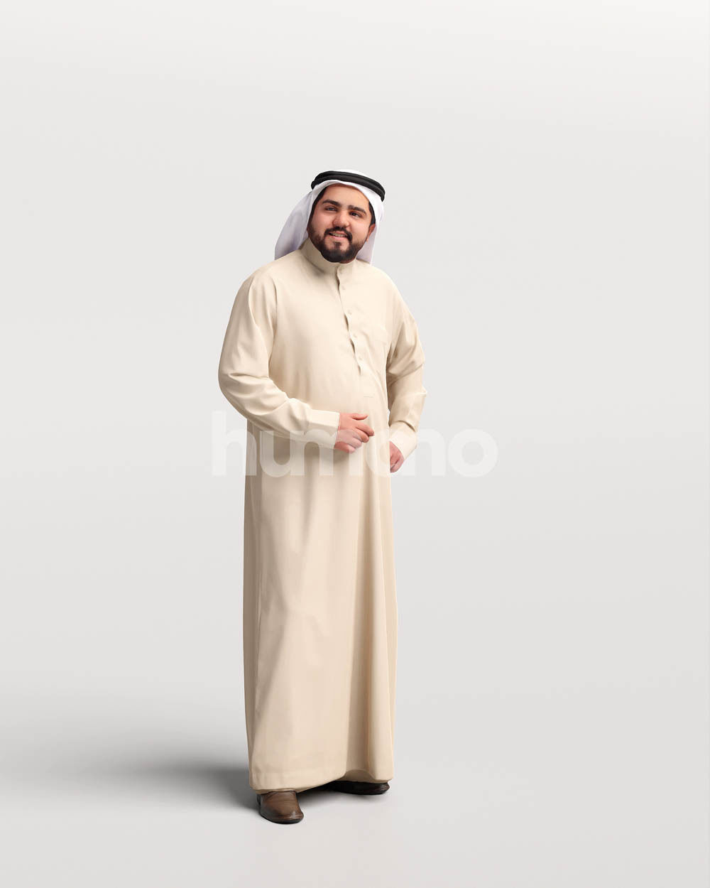Humano Arab man in thobe standing and talking - 2405-065-7131 3D model_10
