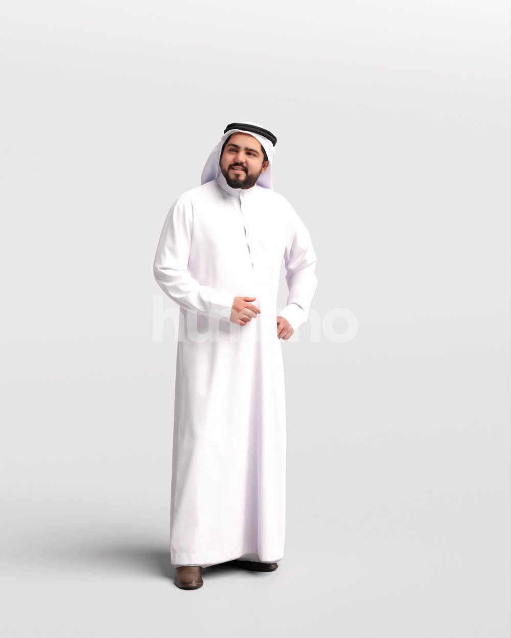 Humano Arab man in thobe standing and talking - 2405-065-7131 3D model_4